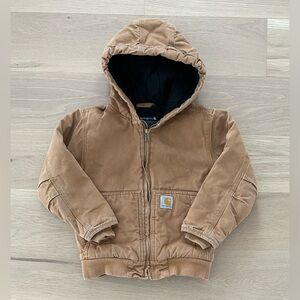 Boys Carhartt Canvas Insulated Hooded Work Jacket - Size XS (6)